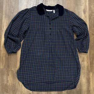 Victorias Secret Country Flannel Nightgown M Navy Cottagecore Prairie Sleepshirt